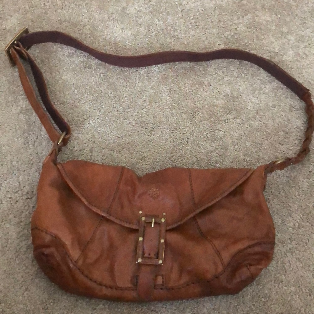 Vintage brown leather crossbody purse